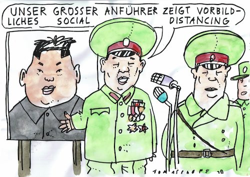 Cartoon: Kim (medium) by Jan Tomaschoff tagged nordkorea,diktatur,kim,corona,nordkorea,diktatur,kim,corona