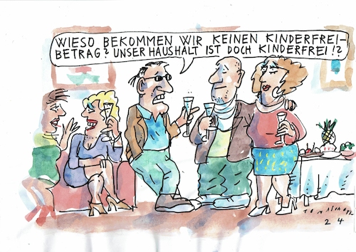 Cartoon: kinderfrei (medium) by Jan Tomaschoff tagged famile,kind,geld,soziales,famile,kind,geld,soziales