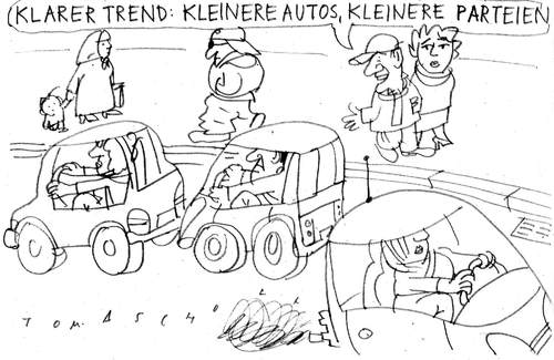 Cartoon: Klein... (medium) by Jan Tomaschoff tagged parteien,volksparteien,autos