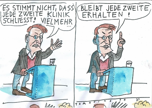 Cartoon: Kliniken (medium) by Jan Tomaschoff tagged gesundheit,krankenhaus,reform,lauterbach,gesundheit,krankenhaus,reform,lauterbach