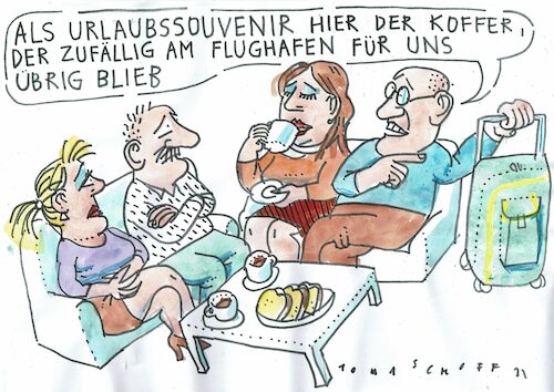 Cartoon: Koffer (medium) by Jan Tomaschoff tagged fliegen,chaos,gepäck,fliegen,chaos,gepäck