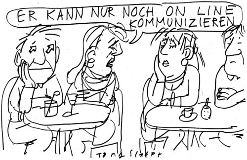 Cartoon: Kommunikation (medium) by Jan Tomaschoff tagged online,kommunikation,internet,beziehung,liebe,web