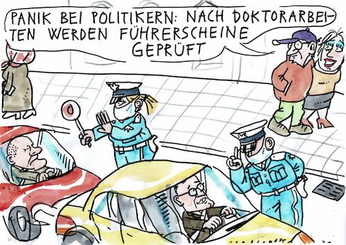 Cartoon: Kontrolle (medium) by Jan Tomaschoff tagged politiker,doktorarbeiten,schummeleien,politiker,doktorarbeiten,schummeleien