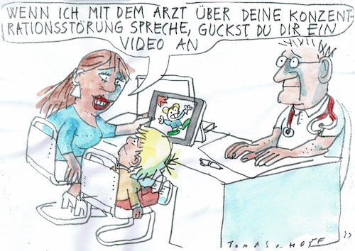 Cartoon: Konzentration (medium) by Jan Tomaschoff tagged kind,erziehung,medien,konzentration,kind,erziehung,medien,konzentration