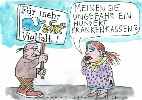 Cartoon: Krankenkassen (medium) by Jan Tomaschoff tagged gesundheit,sparen,kosten,gesundheit,sparen,kosten