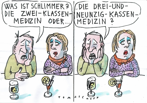Cartoon: Krankenkassen (medium) by Jan Tomaschoff tagged gesundheit,klassen,kassen,bürokratie,gesundheit,klassen,kassen,bürokratie
