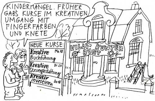 Cartoon: Kreativ (medium) by Jan Tomaschoff tagged kreative,buchführung,kindermangel