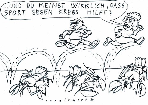 Cartoon: Krebs (medium) by Jan Tomaschoff tagged gesundheit,krebs,sport,gesundheit,krebs,sport