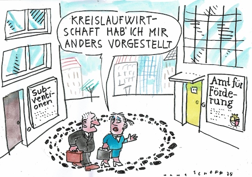 Cartoon: Kreis (medium) by Jan Tomaschoff tagged wirtschaft,subvention,fördern,wirtschaft,subvention,fördern