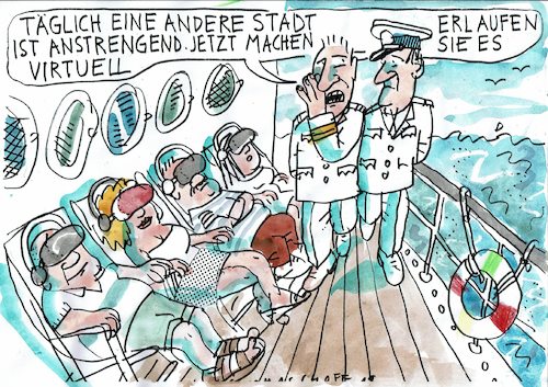Cartoon: Kreuzfahrt (medium) by Jan Tomaschoff tagged tourismus,bequemlichkeit,tourismus,bequemlichkeit