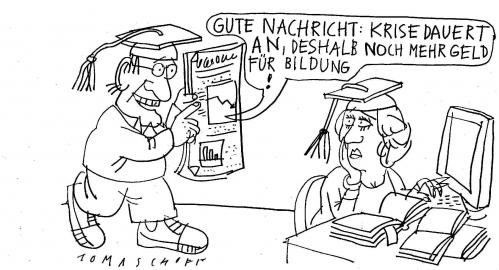 Cartoon: Krise und Bildung (medium) by Jan Tomaschoff tagged wirtschaftskrise,bildung,konjunktur