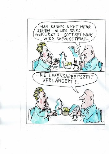 Cartoon: Kürzungen (medium) by Jan Tomaschoff tagged finanzen,kürzungen,arbeitszeit,rente,finanzen,kürzungen,arbeitszeit,rente