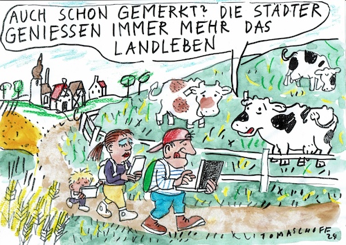 Cartoon: Landleben (medium) by Jan Tomaschoff tagged stadt,land,medien,internet,stadt,land,medien,internet