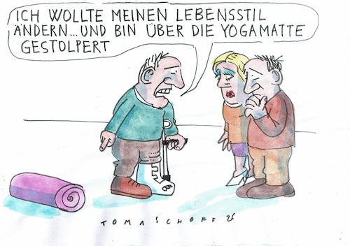 Cartoon: Lebensstil (medium) by Jan Tomaschoff tagged gesundheit,yoga,vorbeugung,gesundheit,yoga,vorbeugung