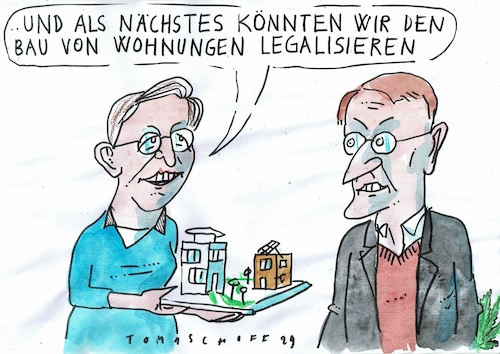 Cartoon: legal (medium) by Jan Tomaschoff tagged wohnungsbau,cannabis,wohnungsbau,cannabis