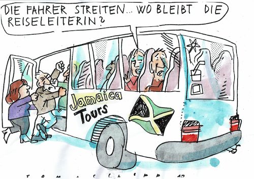 Cartoon: Leiterin (medium) by Jan Tomaschoff tagged koaltionen,jamaica,merkel,koaltionen,jamaica,merkel