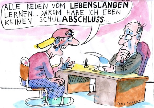 Cartoon: Lernen (medium) by Jan Tomaschoff tagged bildung,bildung,arbeit,job,azubi