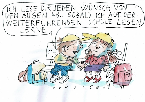 Cartoon: Lesen (medium) by Jan Tomaschoff tagged schule,lesen,liebe,schule,lesen,liebe