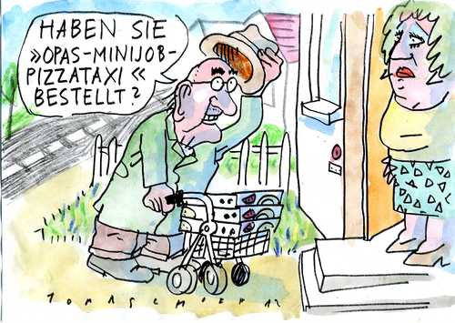 Cartoon: Lieferheld (medium) by Jan Tomaschoff tagged renten,minijob,senioren,alter,67,renten,minijob,senioren,alter,67