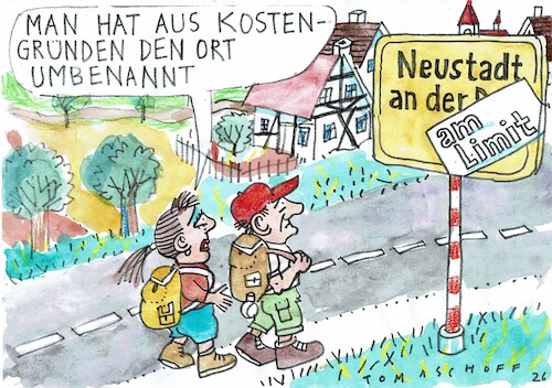 Cartoon: Limit (medium) by Jan Tomaschoff tagged gemeinde,stadt,schulden,haushalt,gemeinde,stadt,schulden,haushalt