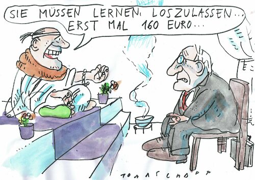 Cartoon: loslassen (medium) by Jan Tomaschoff tagged alternative,medizin,profit,alternative,medizin,profit