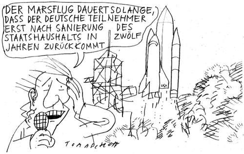 Cartoon: Marsflug (medium) by Jan Tomaschoff tagged staatshaushalt,verschuldung