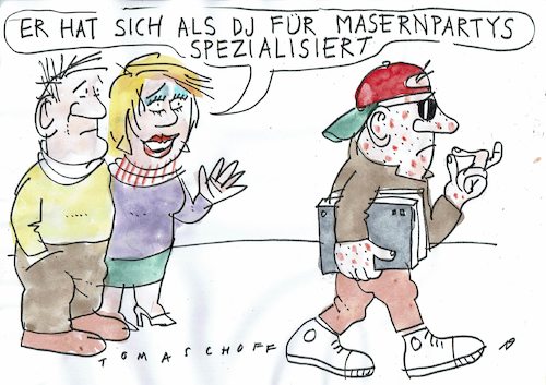 Cartoon: Masernparty (medium) by Jan Tomaschoff tagged impfung,masern,infektionen,impfung,masern,infektionen