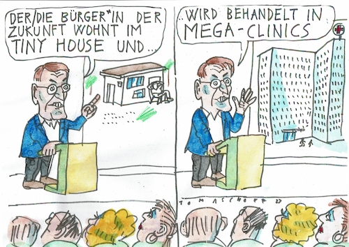 Cartoon: Mega Clinic (medium) by Jan Tomaschoff tagged gesundheit,krankenhaus,reform,lauterbach,gesundheit,krankenhaus,reform,lauterbach