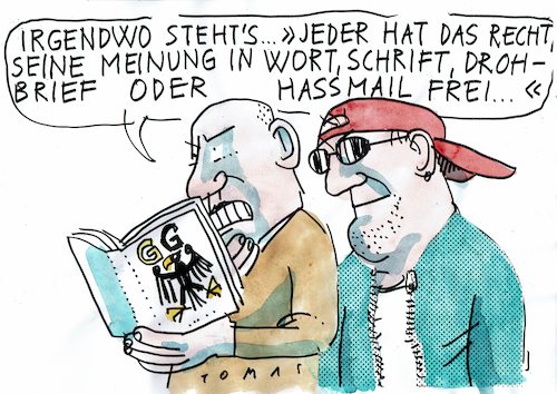 Cartoon: Meinungsfreiheit (medium) by Jan Tomaschoff tagged hass,hetze,meinungsfreiheit,grundgesetz,hass,hetze,meinungsfreiheit,grundgesetz