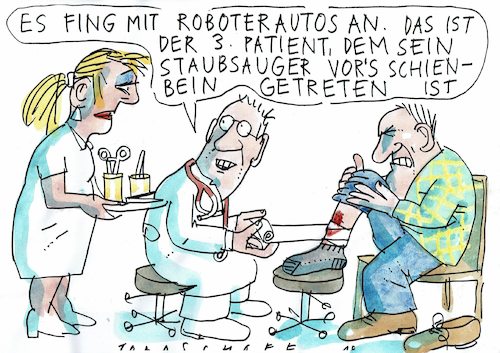 Cartoon: Mensch und Maschine (medium) by Jan Tomaschoff tagged roboter,technik,roboter,technik
