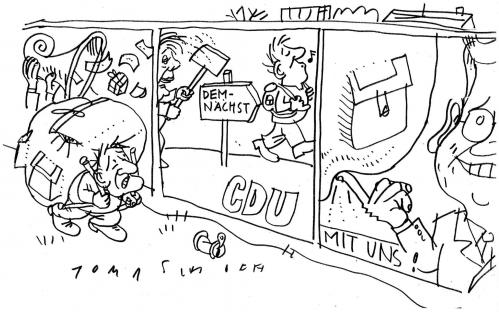 Cartoon: Mit uns... (medium) by Jan Tomaschoff tagged wahlen,cdu,fdp,westerwelle