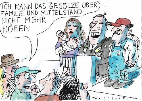 Cartoon: Mittelstand und Famile (medium) by Jan Tomaschoff tagged wahlen,versprechungen,mittelstand,familie,wahlen,versprechungen,mittelstand,familie