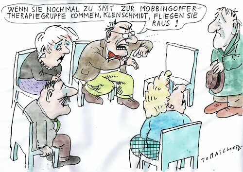 Cartoon: Mobbing (medium) by Jan Tomaschoff tagged mobbing,druck,hierarchie,mobbing,druck,hierarchie