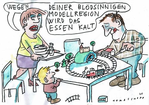 Cartoon: Modell (medium) by Jan Tomaschoff tagged corna,shutdown,modellregion,corna,shutdown,modellregion