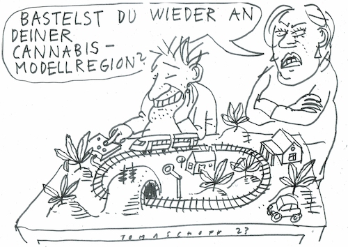 Cartoon: Modell (medium) by Jan Tomaschoff tagged gesundheit,sucht,abhängigkeit,cannabis,gesundheit,sucht,abhängigkeit,cannabis