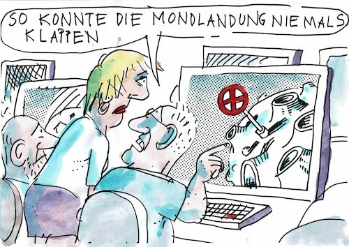 Cartoon: Mond (medium) by Jan Tomaschoff tagged mondlandung,raumfahrt,mondlandung,raumfahrt