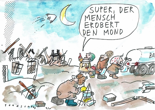 Cartoon: Mond (medium) by Jan Tomaschoff tagged menschheit,fortschritt,krieg,destruktivität,menschheit,fortschritt,krieg,destruktivität