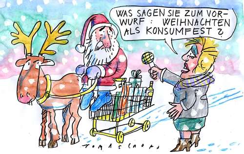 Cartoon: Nacheihnachtlicher Gruß (medium) by Jan Tomaschoff tagged weihnachten,konsum