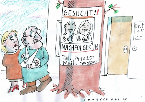 Cartoon: Nachfolger In (medium) by Jan Tomaschoff tagged gesundheit,ärztemangel,alter,gesundheit,ärztemangel,alter