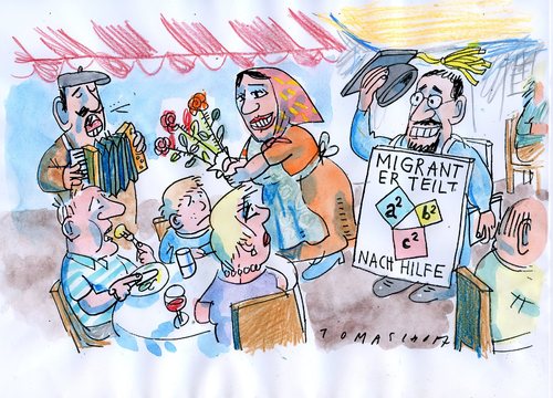 Cartoon: Nachhilfe (medium) by Jan Tomaschoff tagged nachhilfe,migration,migranten,einwanderung,nachhilfe,migration,migranten,einwanderung,ausländer