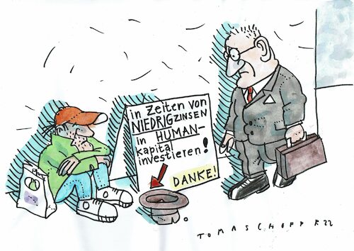 Cartoon: Negativzins (medium) by Jan Tomaschoff tagged negativzins,armut,negativzins,armut