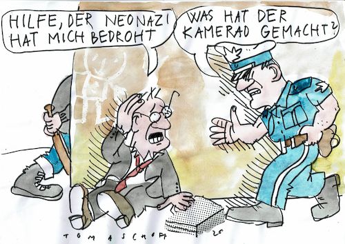 Cartoon: Neonazis (medium) by Jan Tomaschoff tagged neonazis,polizei,neonazis,polizei