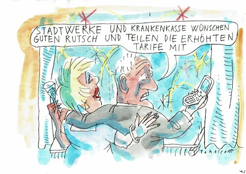 Cartoon: Neujahr3 (medium) by Jan Tomaschoff tagged koisten,gebühren,teuerung,koisten,gebühren,teuerung