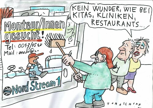 Cartoon: Nonteur Innen gesucht (medium) by Jan Tomaschoff tagged russland,gas,nord,stream,russland,gas,nord,stream