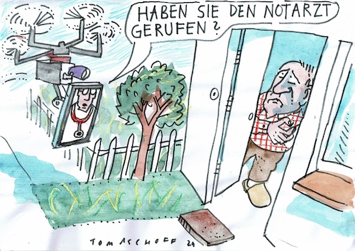 Cartoon: Notarzt (medium) by Jan Tomaschoff tagged gesundheit,not,arzt,roboter,drohne,internet,gesundheit,not,arzt,roboter,drohne,internet