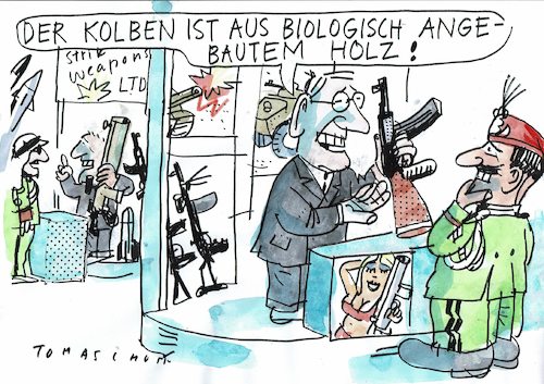 Cartoon: Öko (medium) by Jan Tomaschoff tagged waffen,gewalt,umwelt,waffen,gewalt,umwelt