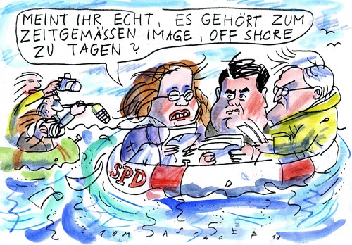 Cartoon: Off Shore (medium) by Jan Tomaschoff tagged off,shore,tagung,parteien,off shore,parteien,partei,tagung,off,shore