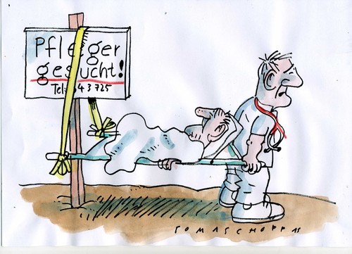 Cartoon: Ofleger gesucht (medium) by Jan Tomaschoff tagged gasendheitswesen,personalmangel,fachkräfte,gasendheitswesen,personalmangel,fachkräfte