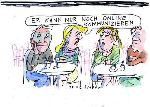 Cartoon: Online (medium) by Jan Tomaschoff tagged liebe,technik,internet,web,kommunikation,online,online,kommunikation,web,internet,technik,liebe