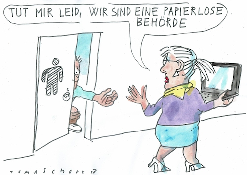 Cartoon: papierlos (medium) by Jan Tomaschoff tagged digitalisierung,verwaltung,behörde,digitalisierung,verwaltung,behörde